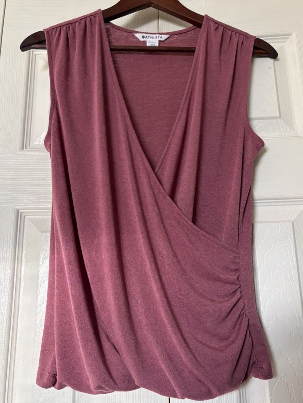 Athleta Breezy Wrap Tank Top in Pink Mauve Size Small | Athleisure Lounge Wear - Picture 2 of 8